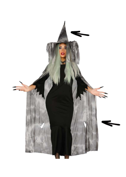 Conjunto Bruja de Capa y Sombrero - Accesorios Halloween