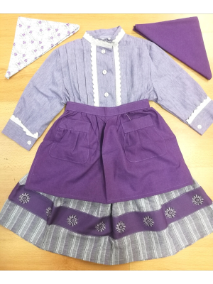 Comprar Conjunto Casera Morado y Gris con Rayas y Eguzkilore - Trajes Neska - Baserritarra Niña