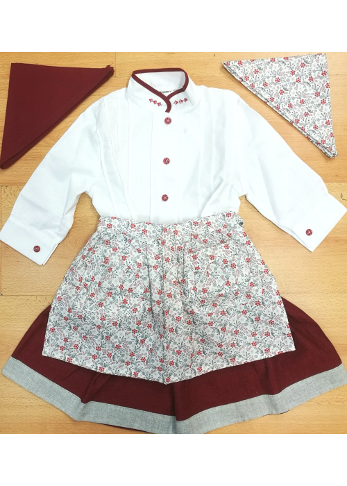 Conjunt Home Blanc i Granat Detall de Flors i