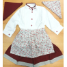 Conjunto Casera Blanco y Granate y Detalle Flor - Trajes Neska - Baserritarra Niña