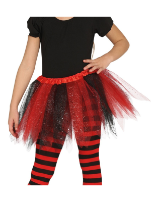 Tutu Brillante rojo y negro 30cm - Faldas y Pantalones
