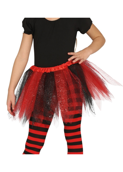Tutu Brillante rojo y negro 30cm - Faldas y Pantalones