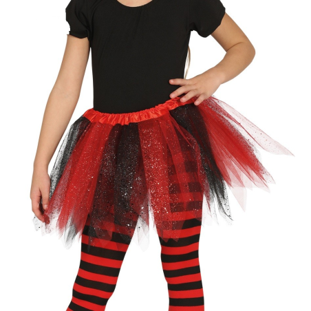 Tutu Brillante rojo y negro 30cm - Faldas y Pantalones