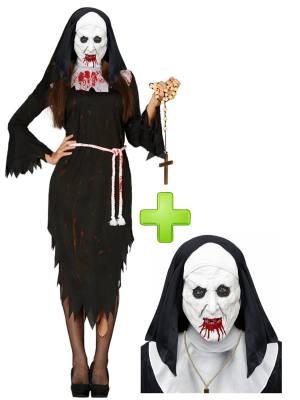 Costume de Nonne Sanglante avec le mascara