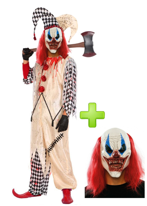Disfraz de Payaso Asesino Arlequin con mascara - Disfraces Halloween Hombre