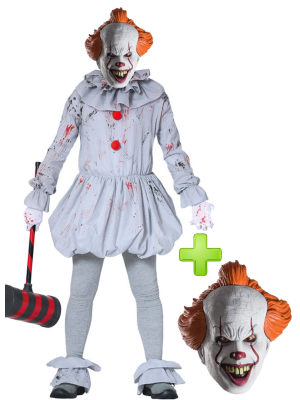Disfraz de Payaso con mascara de Pennywise - Disfraces Halloween Hombre