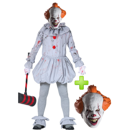 Disfraz de Payaso con mascara de Pennywise - Disfraces Halloween Hombre