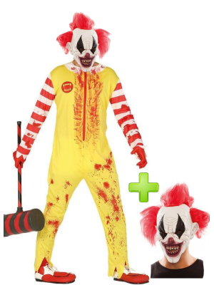 Disfraz de Payaso Asesino Burger con mascara - Disfraces Halloween Hombre