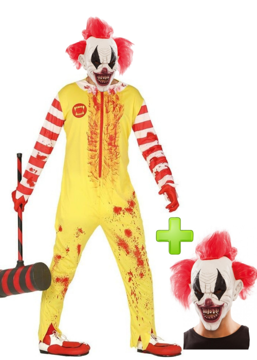 Disfraz de Payaso Asesino Burger con mascara - Disfraces Halloween Hombre