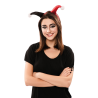 Gorro Arlequin Roja y Negra con Diadema - Sombreros