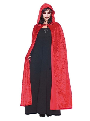 Capa Roja con Capucha de Terciopelo de 140 Cm - Complementos Disfraces Halloween
