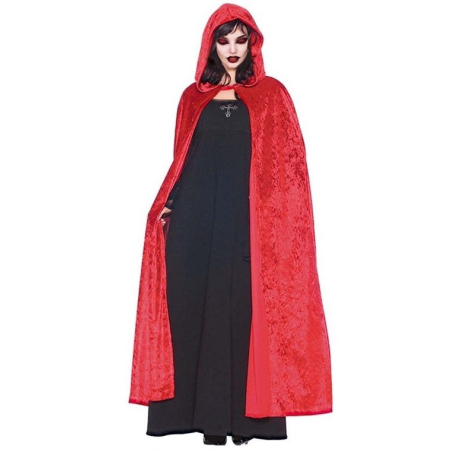 Capa Roja con Capucha de Terciopelo de 140 Cm - Complementos Disfraces Halloween