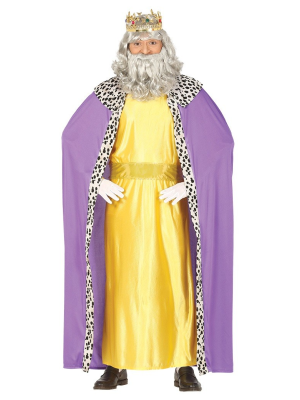 Disfraz de Rey Mago Amarillo y Lila - Disfraces Navideños para Hombres