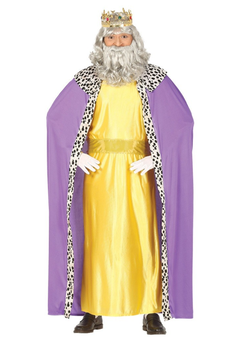 Disfraz de Rey Mago Amarillo y Lila - Disfraces Navideños para Hombres
