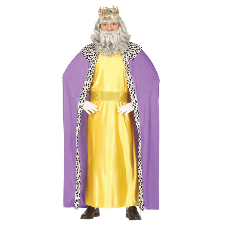Disfraz de Rey Mago Amarillo y Lila - Disfraces Navideños para Hombres