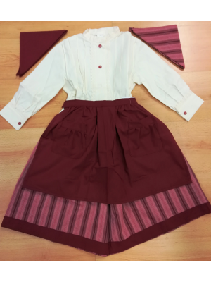 Conjunto Casera Beige y Granate a Rayas - Trajes Neska - Baserritarra Niña