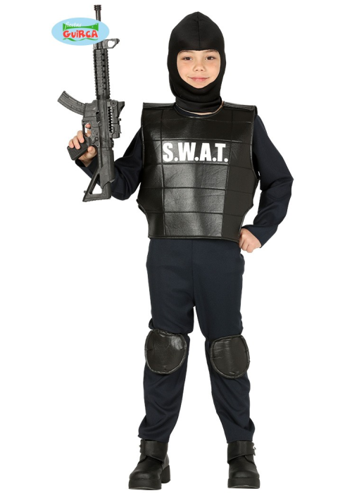 Kids Police Swat Chaleco antibalas y Swat Cap Sombrero Disfraz