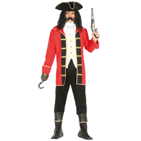 Disfraz de Pirata Garfio con Casaca Roja - Disfraces de Peter Pan Adultos