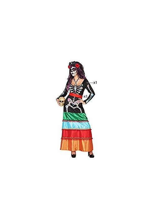Disfraz de Catrina Colores Largo - Disfraces de Esqueleto para Mujer