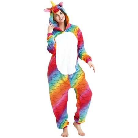 Disfraz de Unicornio Pijama Peluche Arcoiris - Disfraces de Animales Adultos