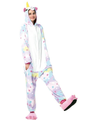 Disfraz de Unicornio Pijama Peluche Estrellas - Disfraces de Animales Adultos