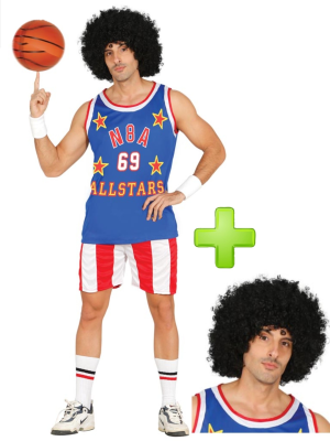 Disfraz de Basquet con peluca pack - Disfraces de Deporte para Hombre