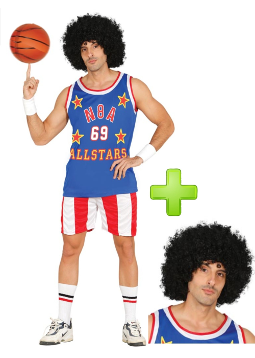 Disfraz de Basquet con peluca pack - Disfraces de Deporte para Hombre