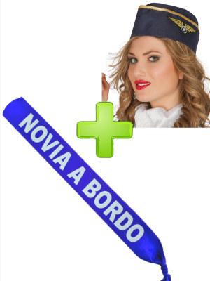 Set de Gorro de Azafata y banda - Pack Complementos despedidas - Set para Despedidas