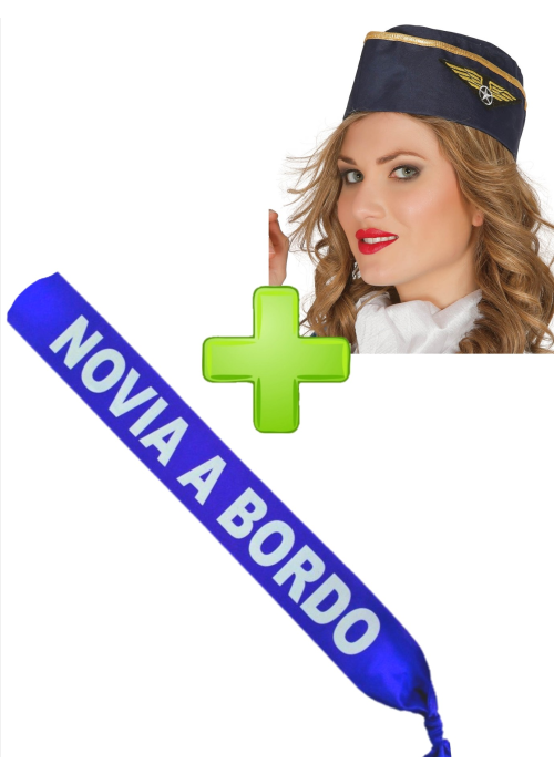 Set de Gorro de Azafata y banda - Pack Complementos despedidas - Set para Despedidas