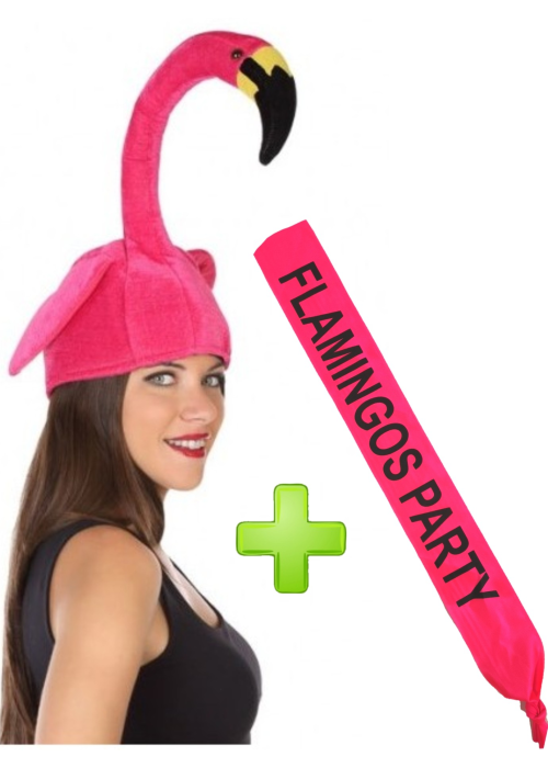 Set de Gorro de flamenco y banda - Complementos Despedidas - Set para Despedidas