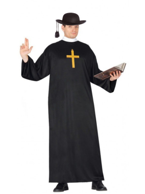 Disfraz de Cura con Sombrero y cruz - Disfraces de Curas y Religiosos para Hombres