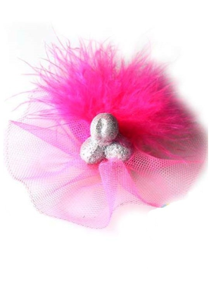 Broche Pene Tul Fucsia Gliter - Broches y silbatos para Despedidas