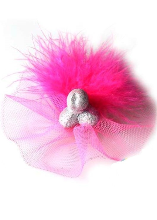Broche Pene Tul Fucsia Gliter - Broches y silbatos para Despedidas