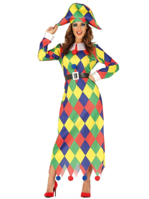 Disfraz de Arlequin Colores Mujer - Disfraces de Payasos para Mujer