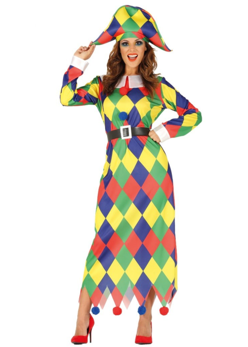 Disfraz de Arlequin Colores Mujer - Disfraces de Payasos para Mujer