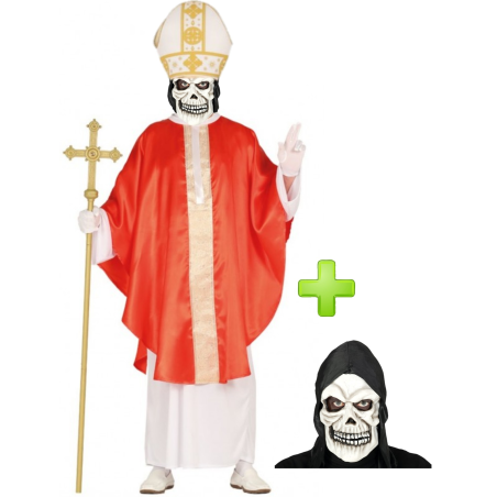 Disfraz de Papa Rojo Calavera para Hombre - Disfraces Halloween Esqueletos
