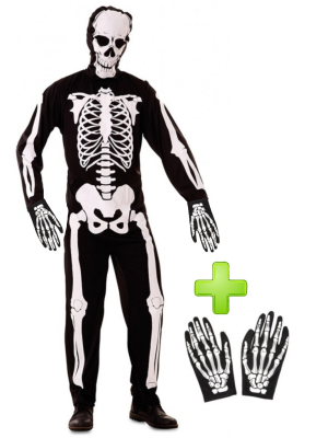 Disfraz de Esqueleto con guantes - Disfraces Halloween - Disfraces Halloween Hombre