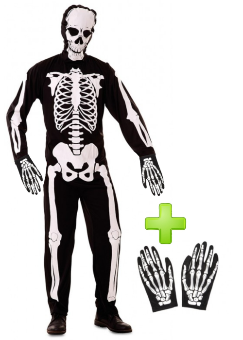 Disfraz de Esqueleto con guantes - Disfraces Halloween - Disfraces Halloween Hombre
