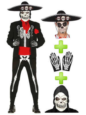 Costume of a Mariachi skeleton full - Costume Halloween