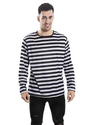 Camiseta de Raias Azuis e Brancas