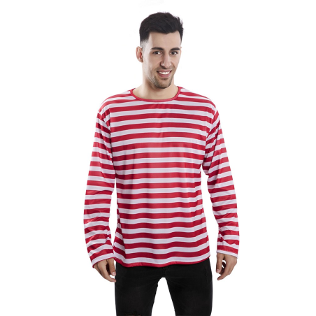 Camiseta de Rayas Roja y Blanca - Chaquetas y Camisetas