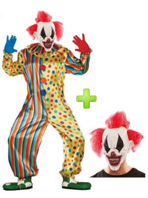 Disfraz de Payaso Asesino con mascara - Disfraces Hallowen - Disfraces Halloween Hombre