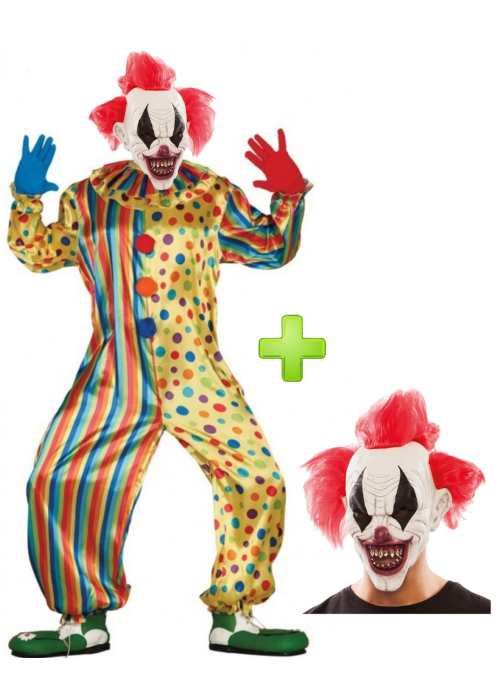 Disfraz de Payaso Asesino con mascara - Disfraces Hallowen - Disfraces Halloween Hombre