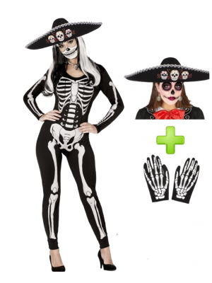 Disfraz de Catrina con gorro - Disfraces de Mujer