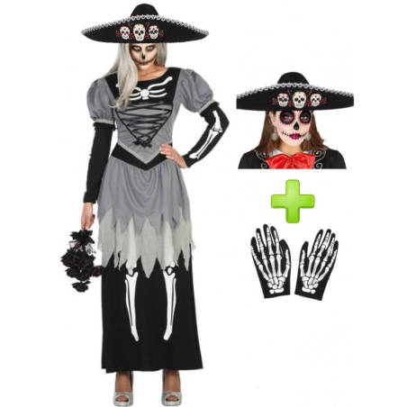 Disfraz de Catrina Novia Mariachi para Mujer - Disfraces Halloween Esqueletos