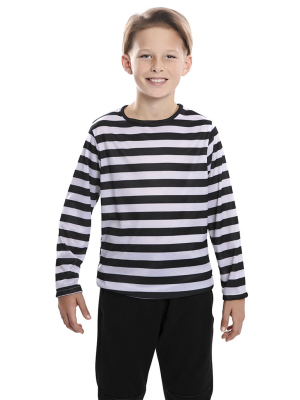 Camiseta de Rayas Negra y Blanca Infantil - Disfraces de Policias y Presos Infantiles