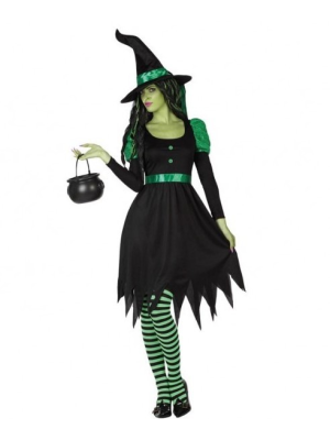 Disfraz de Bruja Verde Picos - Disfraces Halloween Mujer