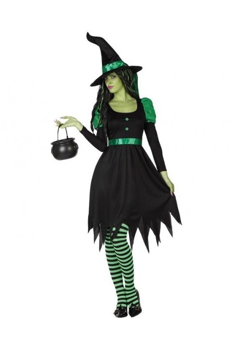 Disfraz de Bruja Verde Picos - Disfraces Halloween Mujer
