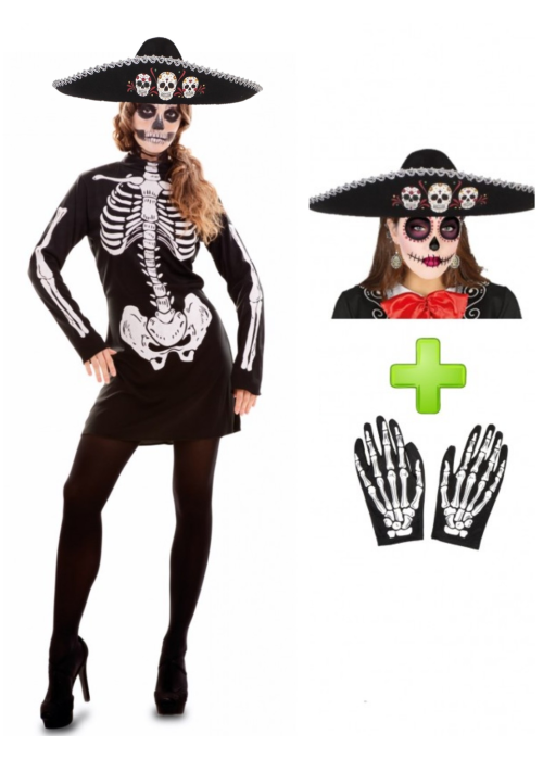 Mozorro Catrina soineko labur - Halloween Jantziak