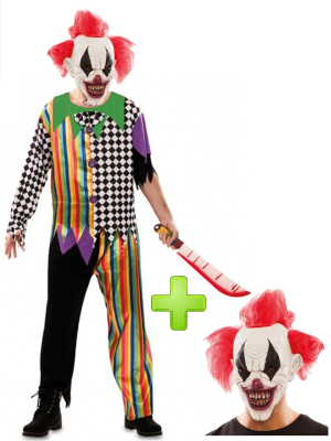 Mozorro Clown Maltzur batekin maskara - Halloween Jantziak